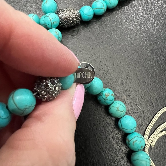 ☮️🩵Hip Chik🩵☮️Turquoise Beaded Tassel Necklace - Picture 5 of 9